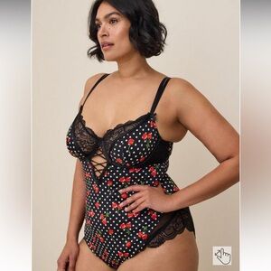 Torrid Retro Cherries Lace Bodysuit